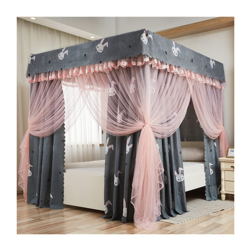 GJMSSMY 4 Corner Post Bed Canopy - Princess Bed Luxury Curtain Mosquito Net For Boys Adult - With Stand Bedroom Decor (Color : 12, Size : 180X220cm/71X87inch)