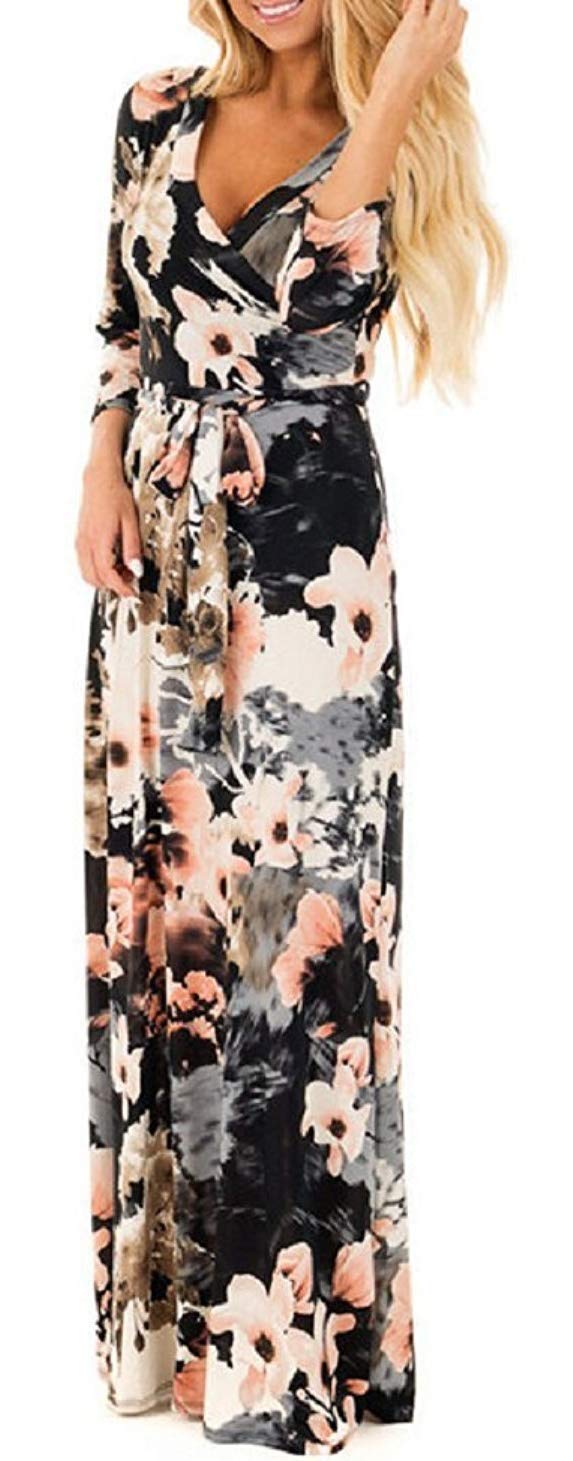 AibayleefWomen Sexy Maxi Dress Boho Floral Evening Party Dress