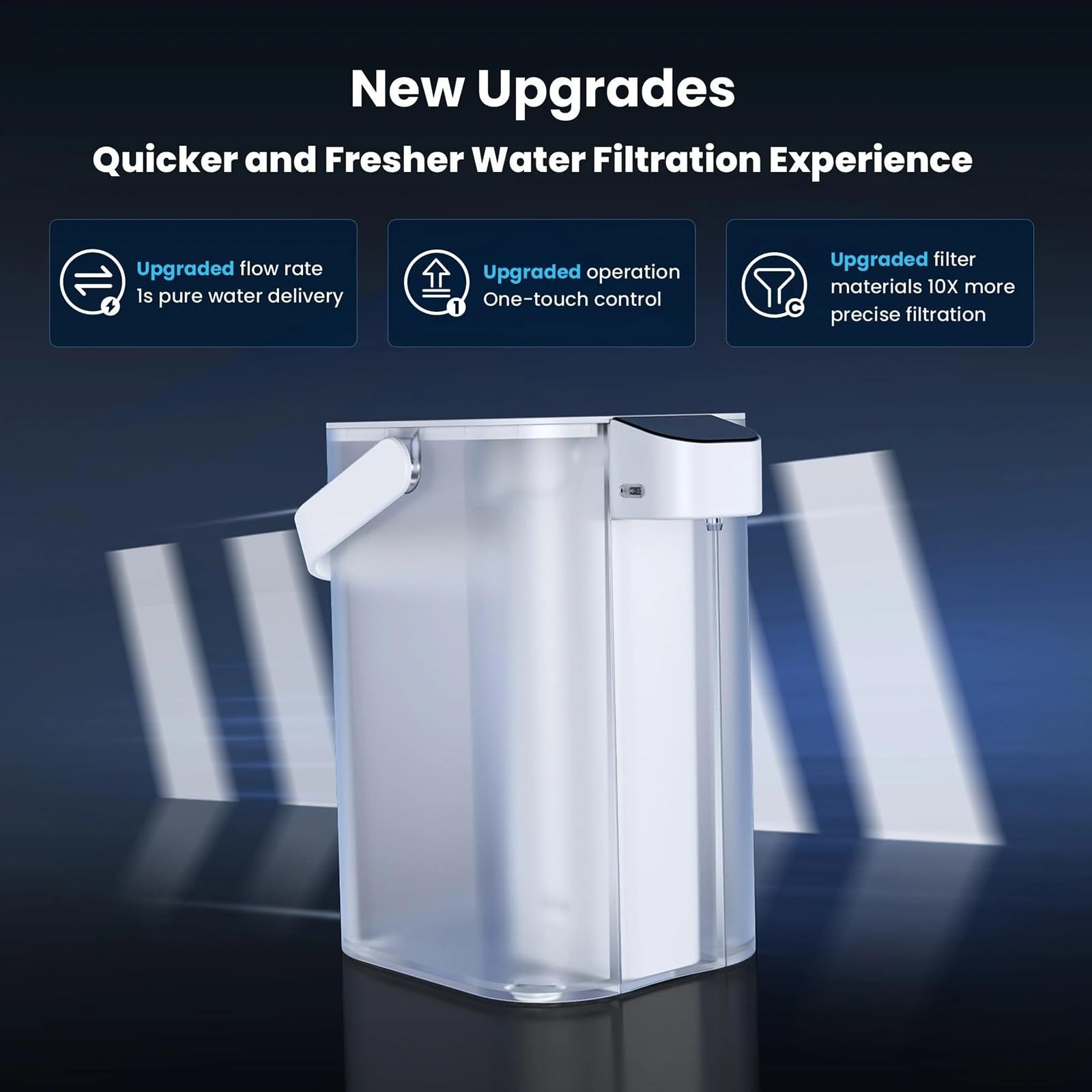 Distributore di Acqua Calda istantanea, Sistema di filtraggio dell'Acqua da banco da 2200 W con Serbatoio dell'Acqua Super Grande da 3 Litri e Design con Luce Notturna, per Case, Bianco, A