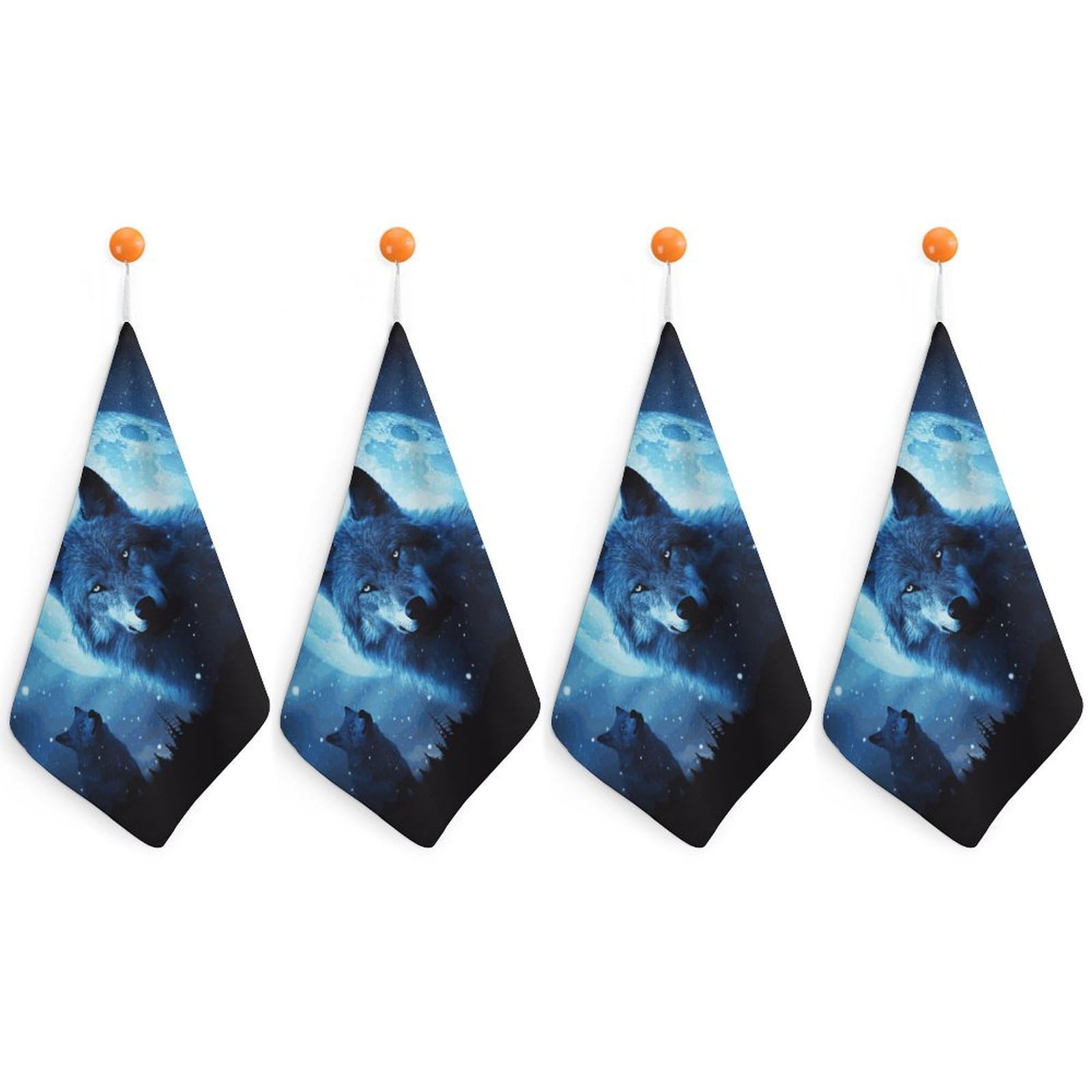 LDGSUPH Wolfs Hand Towels Fashion Hand Face Towel with Hanging Strap Absorbent Soft Decorative Towel Fade Resistant Cozy Face Cloths for Kitchen Gym Bathroom Towels 4PCS