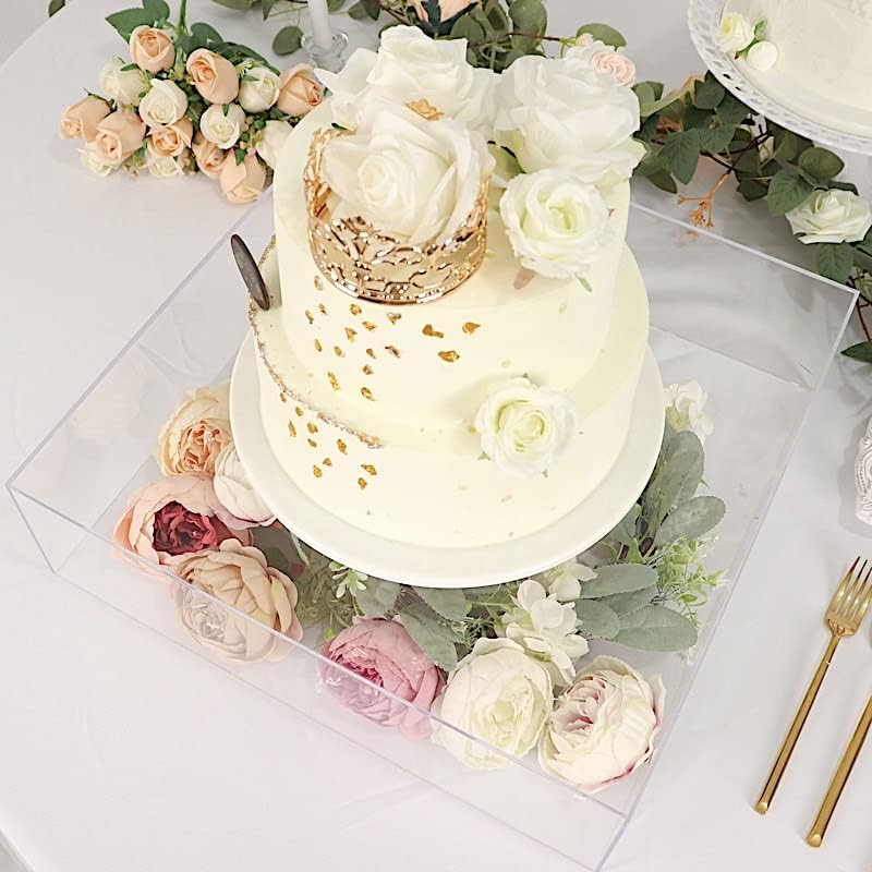Balsa Circle 18x18 in Clear Acrylic Display Box Cake Stand Centerpiece Pedestal Riser Wedding Party Events Reception Decorations Supplies