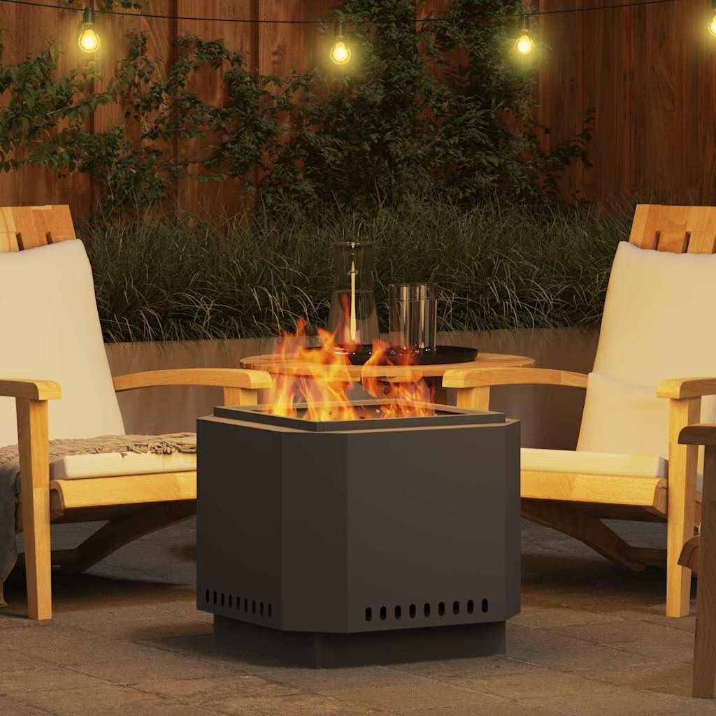 vidaXL Hoguera Sin Humo Negro 58 x 58 x 51 cm Acero Laminado en frío, Hogar Moderno, Calentador Resistente para Patio, Chimenea de Jardín, Punto de Encuentro Social