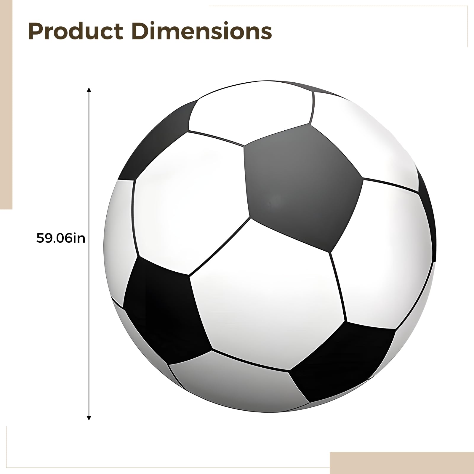 Generisch Aufblasbarer Beach Soccer Ball, Schwarz Weiß, 59 in 150 cm, Robustes PVC für Outdoor Spaß, geeignet für Schulen, Partys und Sportevents, für Strand, Wiese, Park und Freizeitspiele
