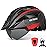VICTGOAL Bike Helmet with USB Rechargeable Rear Light Detachable Magnetic Goggles Removable Sun Visor Mountain & Road Bicycle Helmets for Men Women Adult Cycling Helmets (M: 54-58 cm, Black Red)