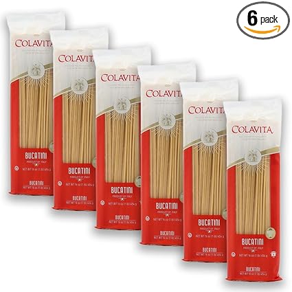 Colavita Bucatini Pasta – Pack of 6 (1lb Bags) – Authentic Italian Pasta Made with 100% Durum Wheat Semolina – Perfect for Traditional Sauces, Carbonara, and Hearty Dishes