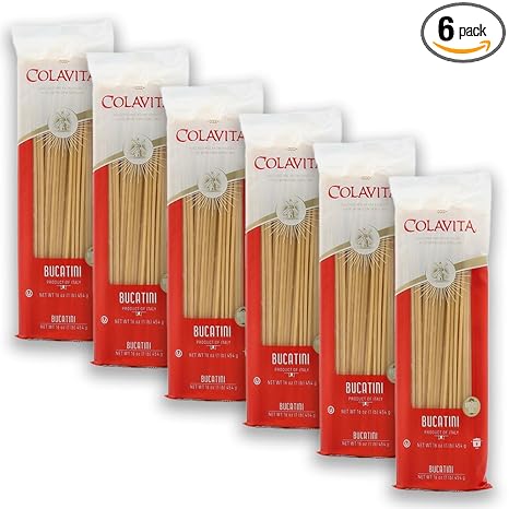 Colavita Bucatini Pasta – Pack of 6 (1lb Bags) – Authentic Italian Pasta Made with 100% Durum Wheat Semolina – Perfect for Traditional Sauces, Carbonara, and Hearty Dishes