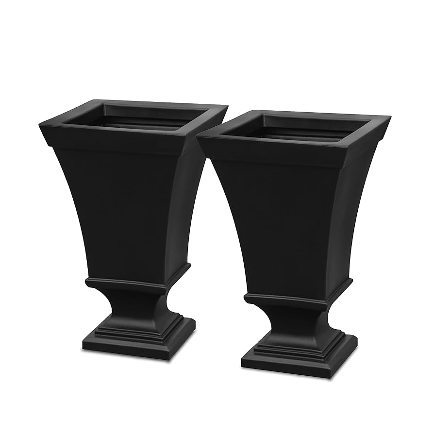 Mayne Inc. Vienna 25in Tall Urn Planter - 2pk - Black - 16in