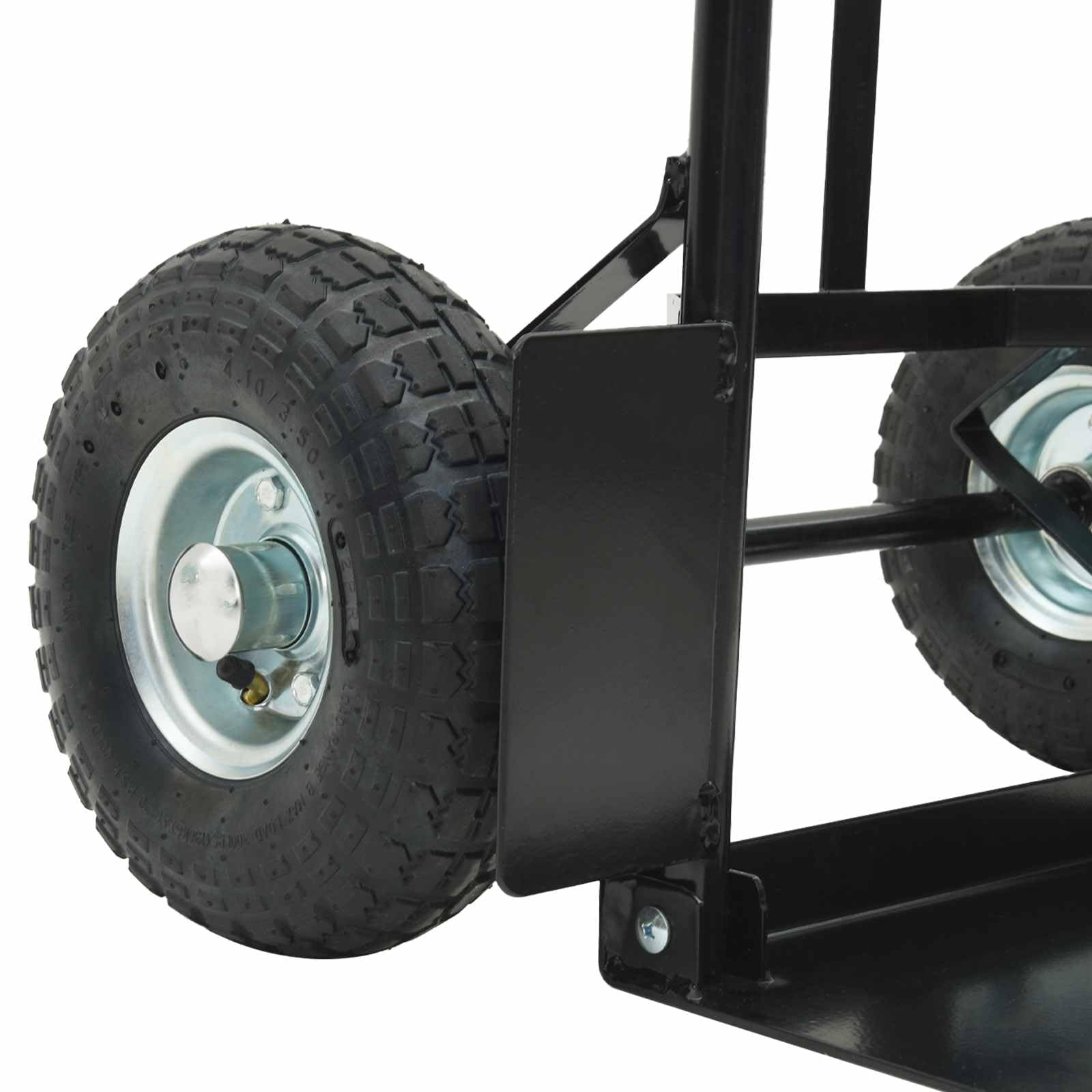 Carrello pieghevole in acciaio, portata 200 kg, carrello di trasporto con pneumatici e maniglia regolabile in altezza, carrello a mano per magazzino, garage, giardino, nero/rosso