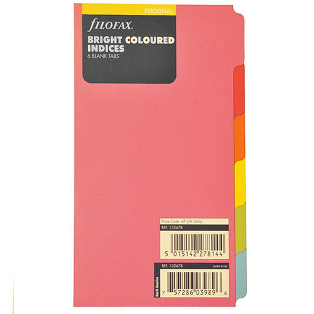 Personal Bright 6 blank tabs index