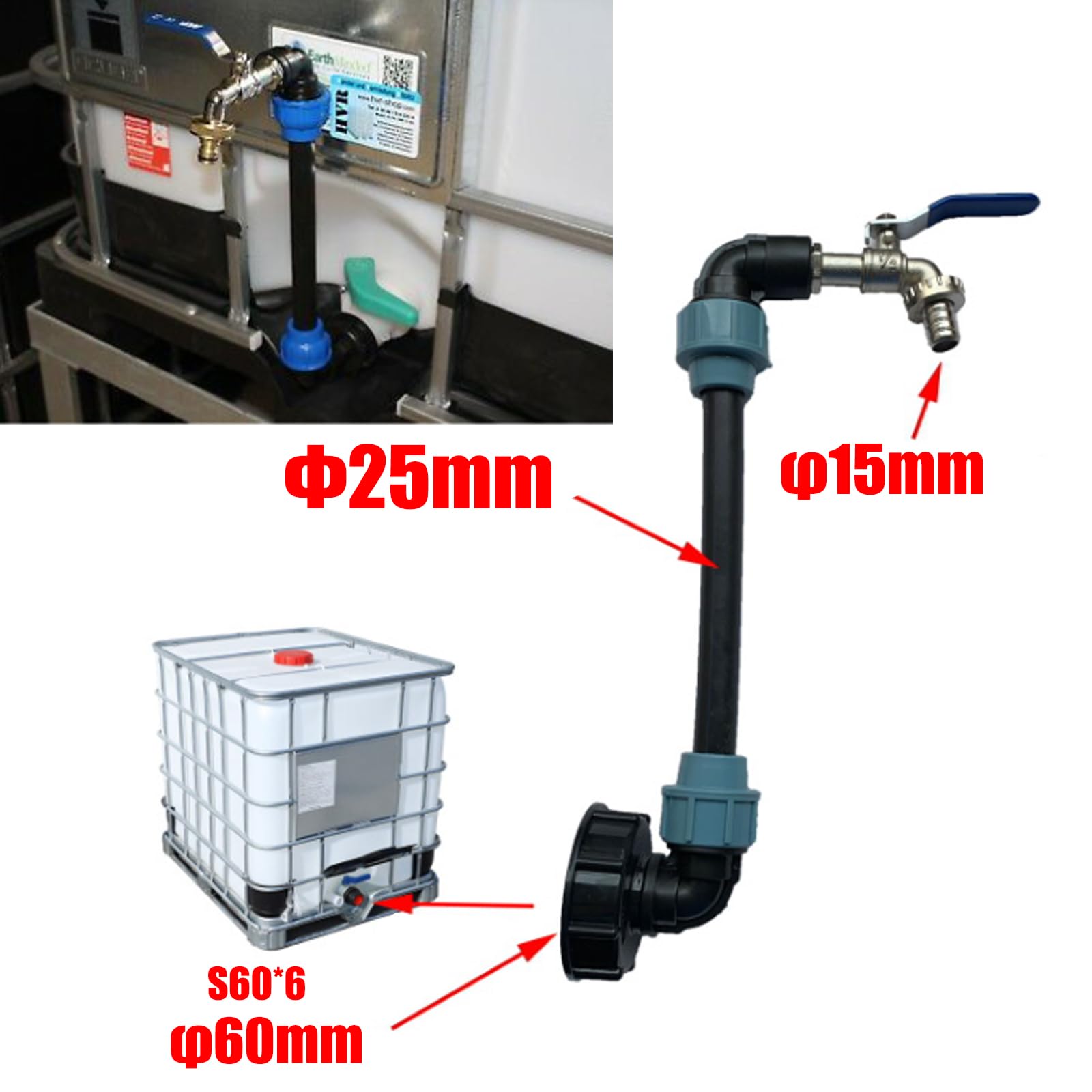 IBC Schwanenhals Hahn 3/4 Zoll - Perfekter Auslaufhahn Für Regentank & Gießkanne