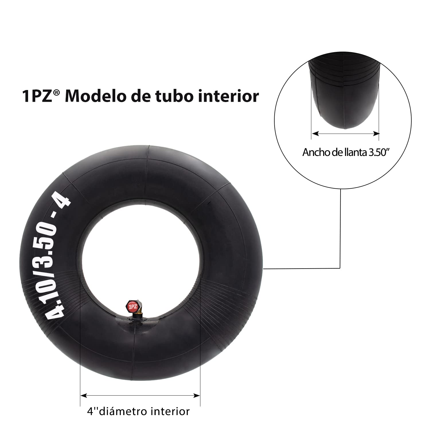 1PZ S4T-35C Neumático de repuesto 4.10/3.50-4 y Cámara de aire para rueda de carretilla de mano, carros, soplador de nieve, cortacésped, mini quad, Go Kart 47cc 49cc, carro de jardín