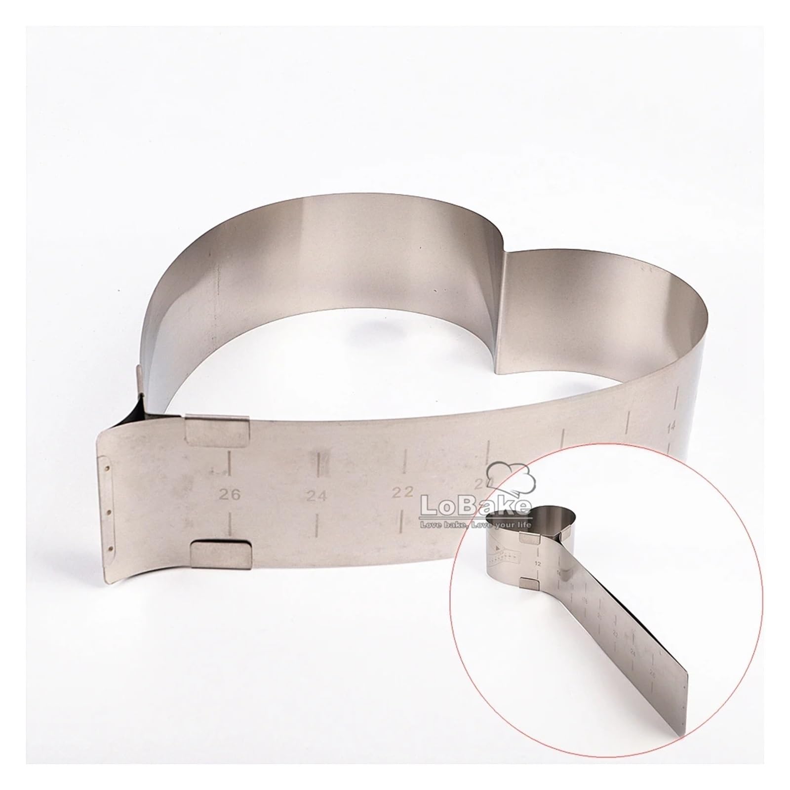 4-12 Zoll Verstellbarer Durchmesser 12-26 cm Herzform Mousse Tortenring aus Edelstahl Formgebäck Backzubehör für Kuchen
