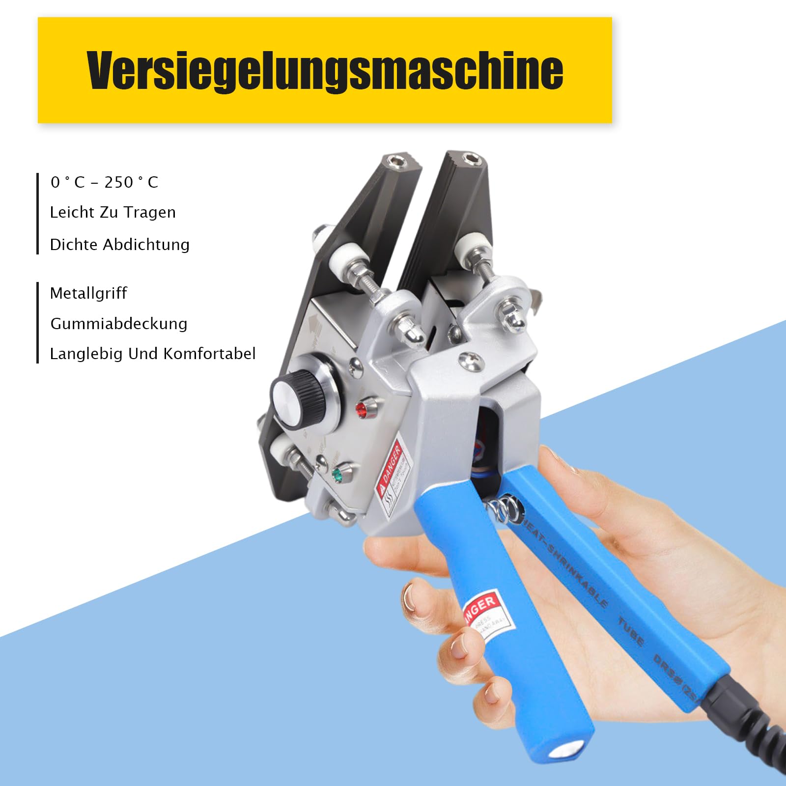 300W Heißsiegelgerät, FKR-200 Heißsigelmaschine Handdruckende Verpackungsgerät Folienschweißgerät 30-250℃ Heat Sealing Machine Versiegelungsmaschine 10 * 200mm