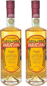 Kit 2 Cachaças Ouro Paratiana 700 ml Artesanal Premium Premiada Paraty Destilada Presente Natal Drink Pinga Envelhecida Premium