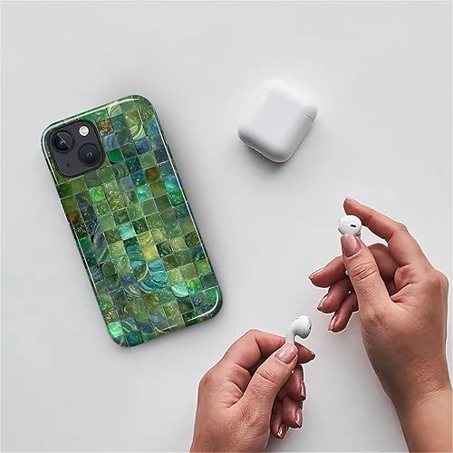 Miniatura 970 de Funda para iPhone 11 Pro Funda, Diseño de Patrón de Mosaico de Vidrio en Tono Verde - Protección Dual Híbrida Silicona + PC Duro Resistente a Golpes