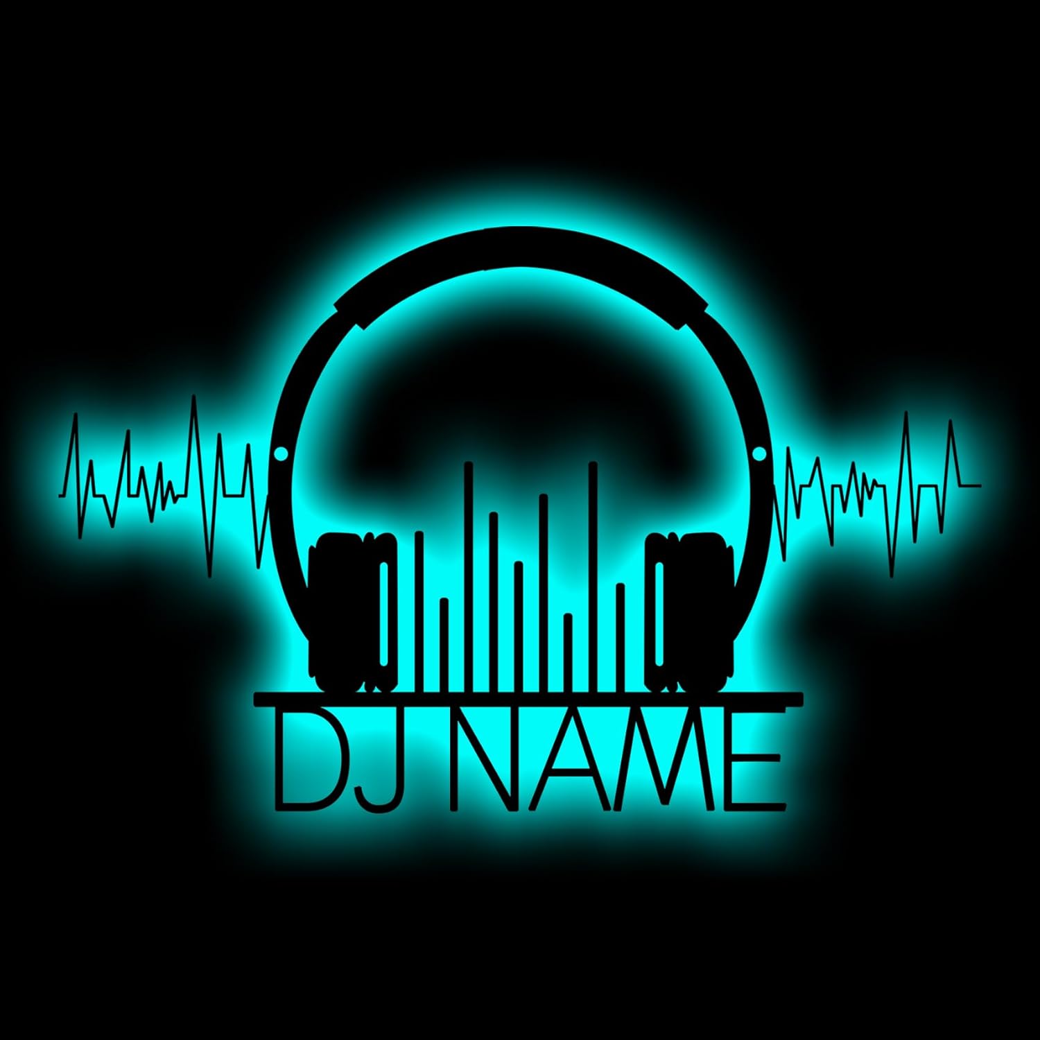 Personalized DJ Headphone Metal Wall Signs with Led Lights