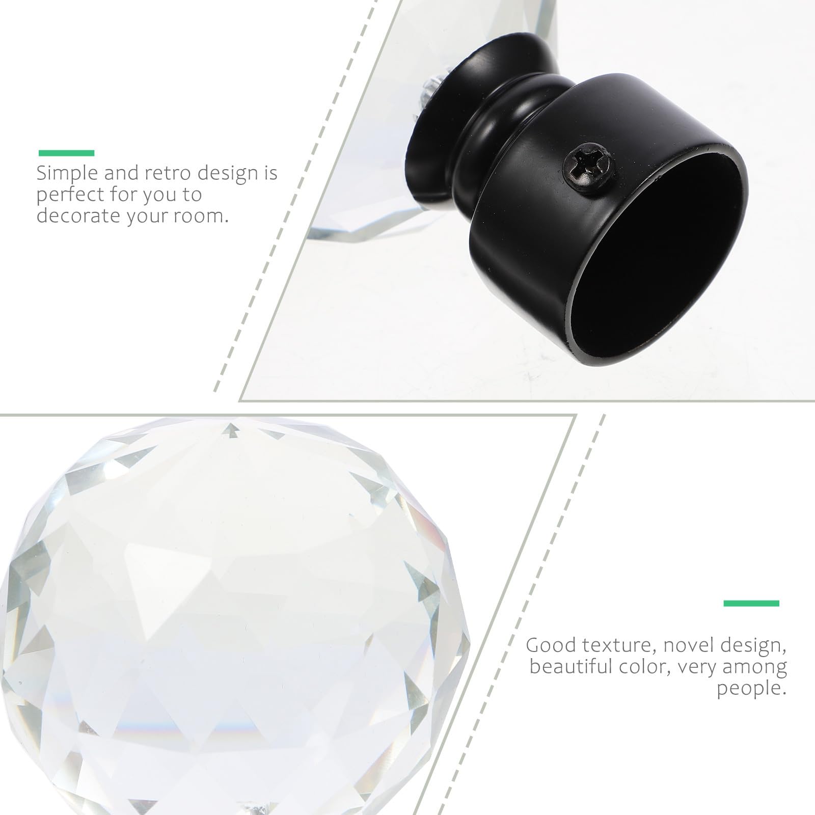 GALPADA 2 Pezzi Terminali per Bastoni per Tendaggi in Ferro Nero, Accessori per Aste da Tendaggi Stile Retro, per Uso Quotidiano in Appartamento