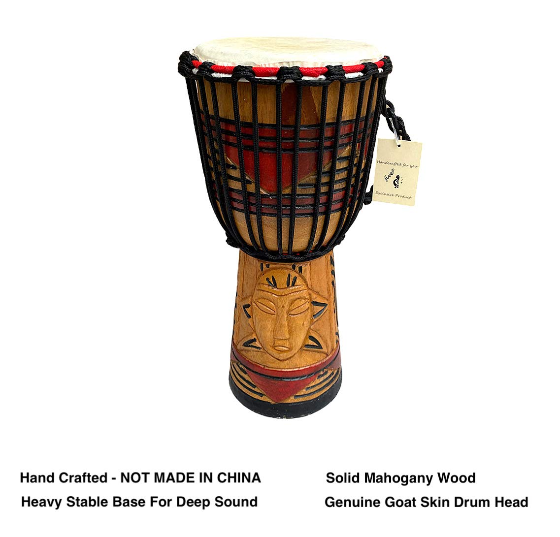 IVE BRAND Djembe Drum Bongo Congo African Mahogany Wood Drum With Heavy Base Goat Skin Drum Head Hand Carved Professional Quality - 16