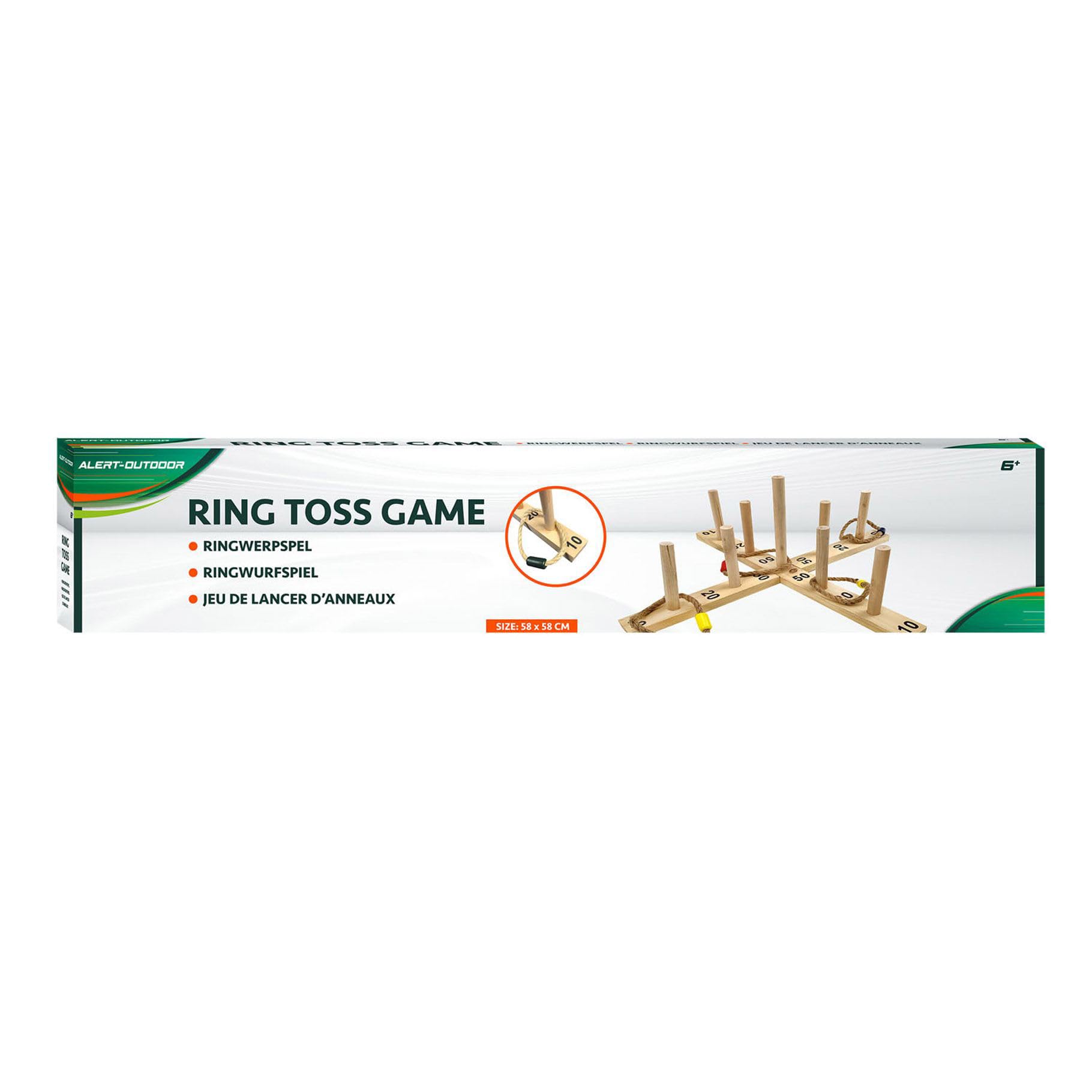 Alert Gioco per lanciare anelli in legno con 6 anelli per bambini.