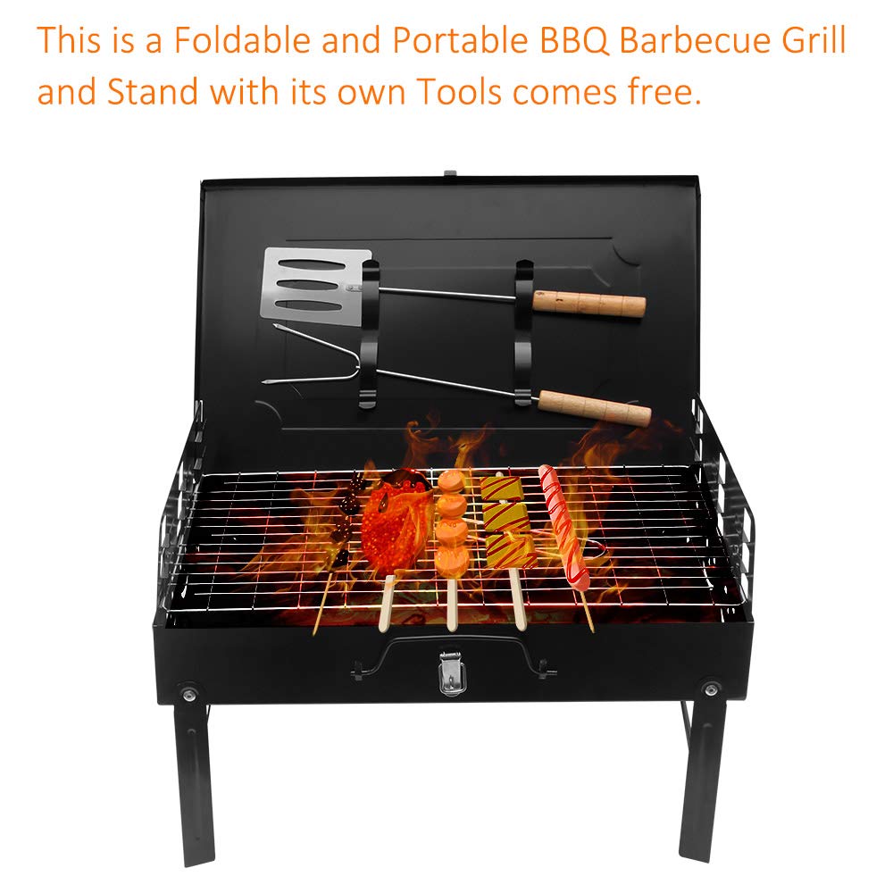 SOOTOP Griglia per Barbecue, Scrivania Portatile Pieghevole per Barbecue a Carbone, Tavolo per Barbecue Allaperto in Acciaio Inossidabile per Picnic Giardino Terrazza Campeggio Viaggio a casa