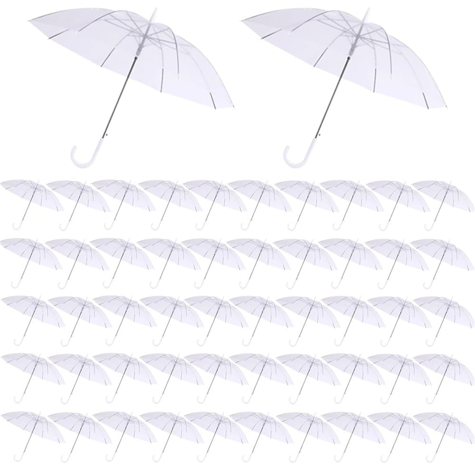 Parasol ślubny przezroczysty wiatroszczelny parasol 50 szt. z białym uchwytem do użytku gości i wydarzeń