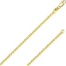 Italian Fashions REAL Solid 14K or 10K Yellow Gold 1.50mm,1.7mm, 2.0mm Flat Open Wheat Spiga Chain Necklace with Lobster Claw Clasp | Multiple Lengths Available | Men Women | MADE IN ITALY