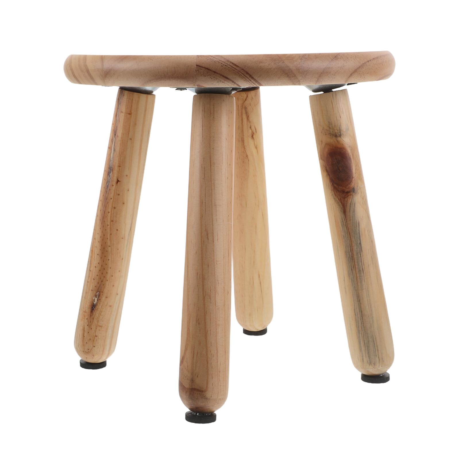 Tabouret rond en bois beige à quatre pieds au style classique rustique