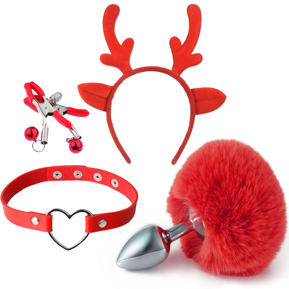 1Set Fox Ears and Tail Set Cat Ears and Tail Set Faux Fur Tails Plug Costume for Women Adult Cosplay Costume
