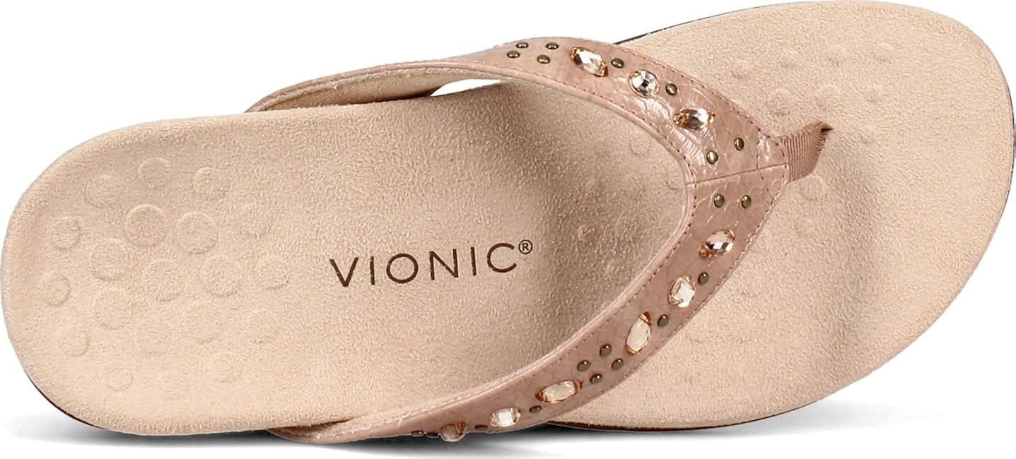  | Vionic Women's Rest Lucia Flip-flop - Rhinestone Toe-post Sandals with Concealed Orthotic Arch Support | Flip-Flops
