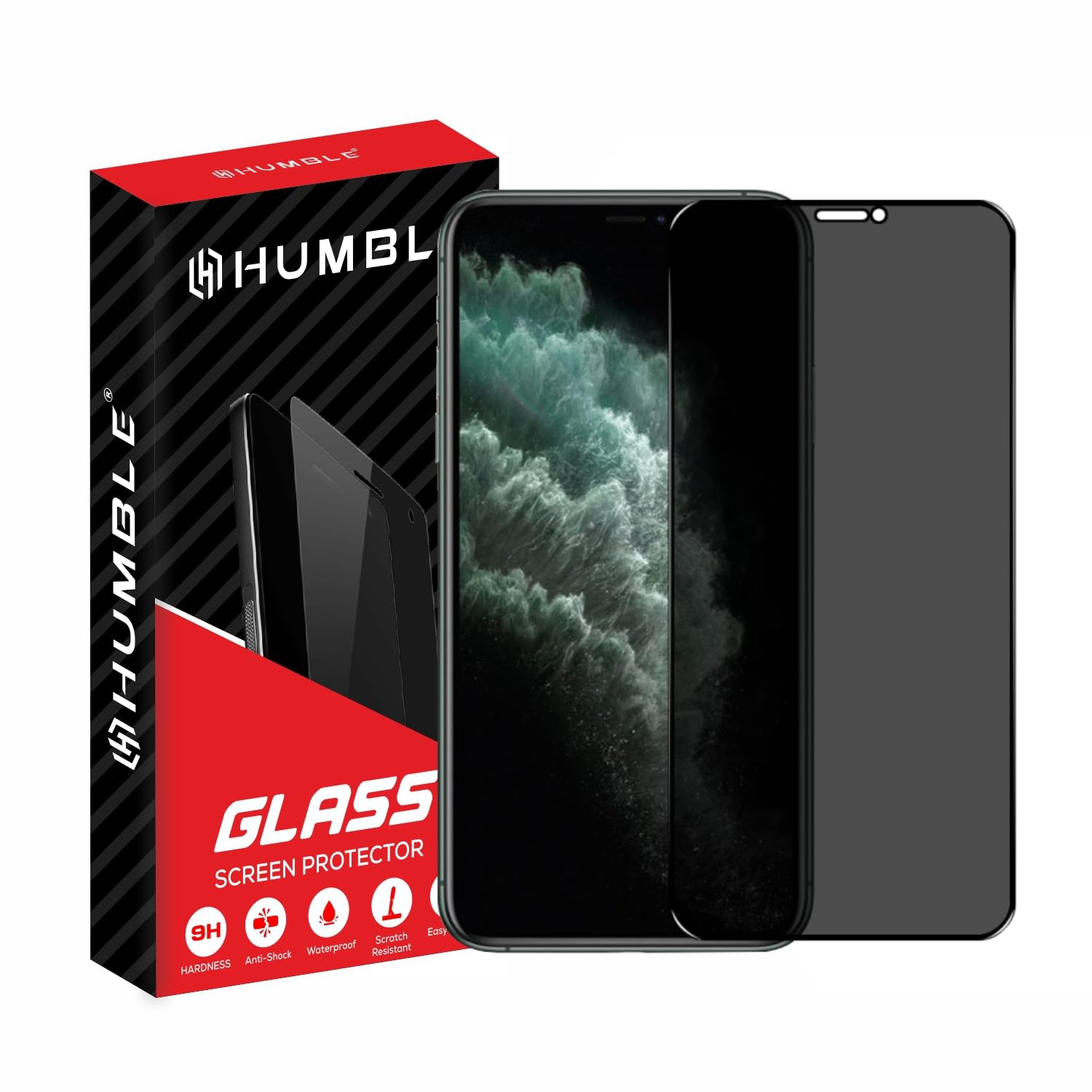 HUMBLE Edge To Edge Privacy Tempered Glass For Iphone X, XS and 11 Pro (5.8 Inches) With Easy Self Installation Kit (PT-X/XS/11 Pro) - Black-image-33