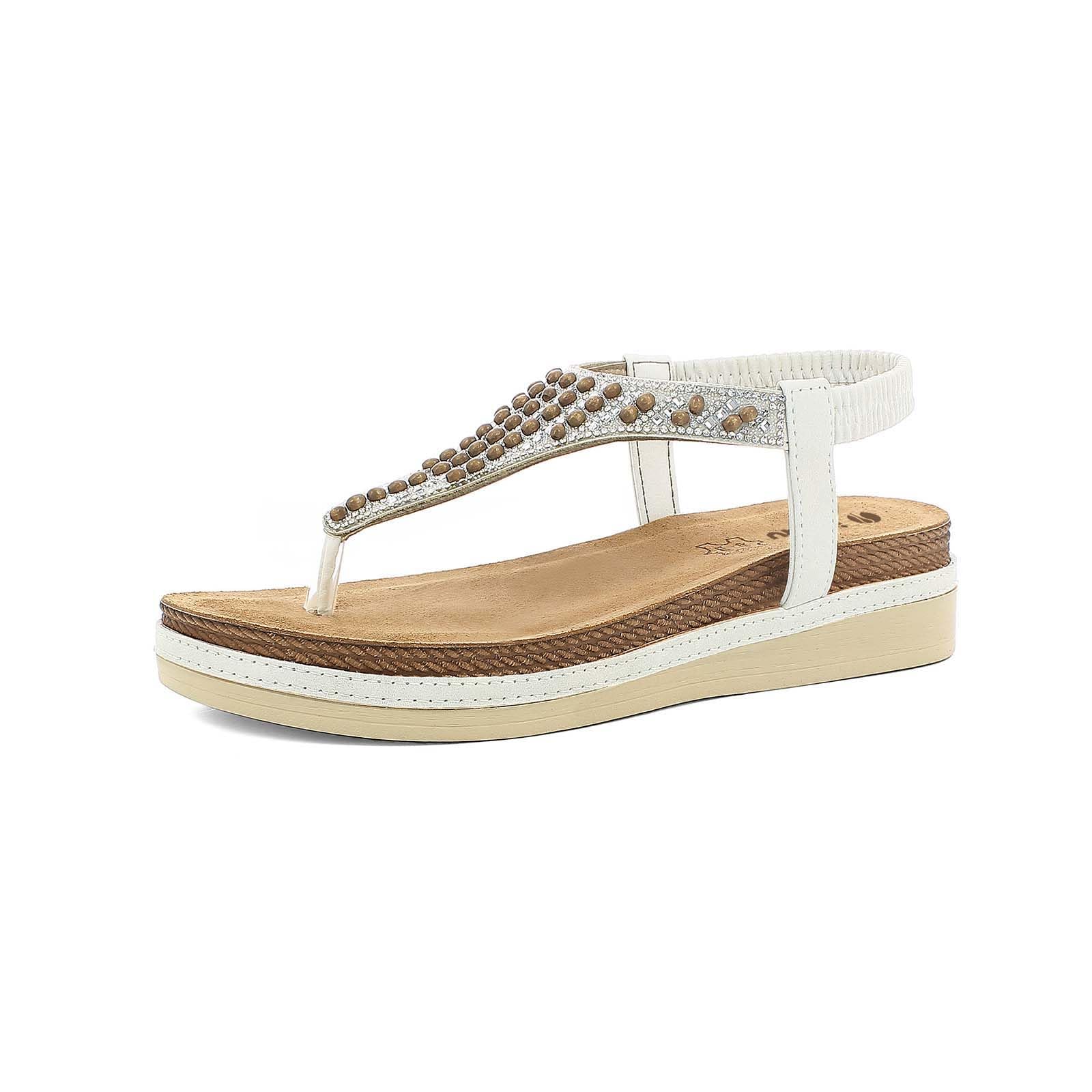 inblu Sandali Donna, Con Perline E Brillantini, Plantare In Vera Pelle SandaliDonna