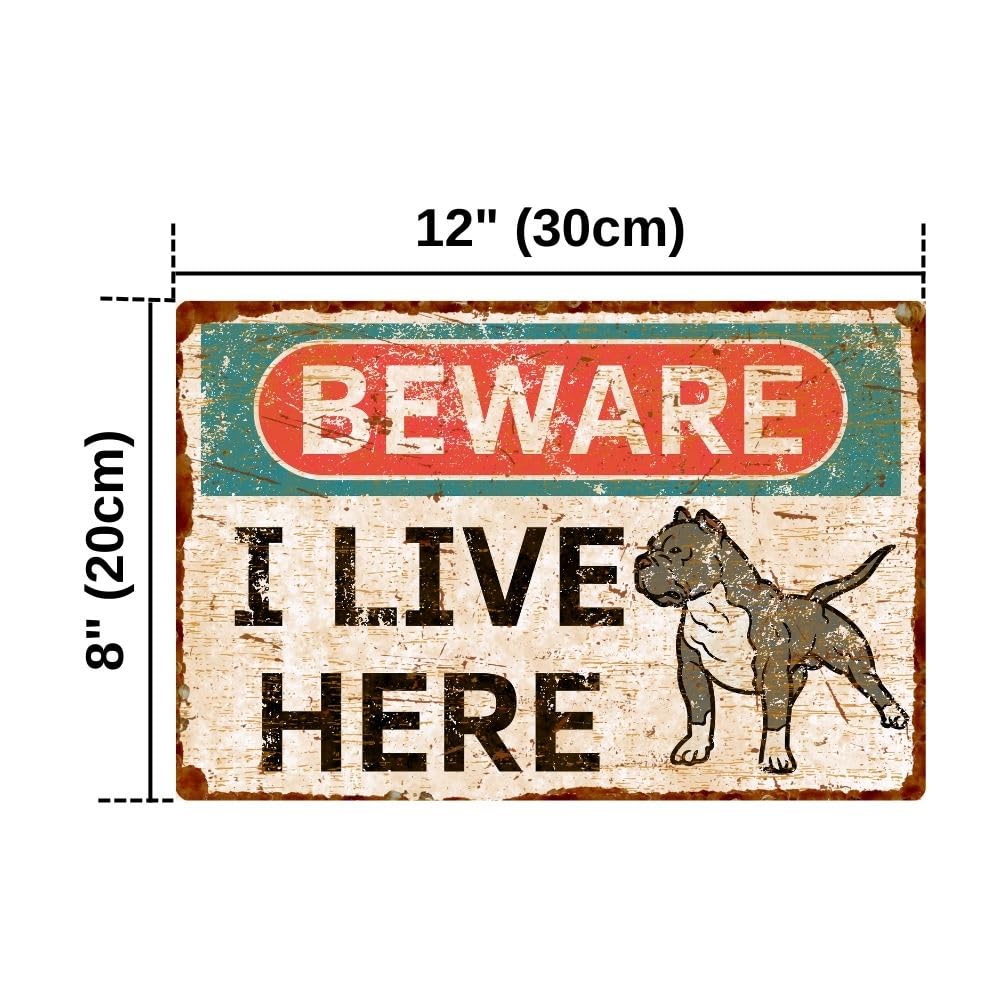 Metallschild „Beware Of Dog“ – Vintage Rostoptik, 20,3x30,5cm, Aluminium, Für Garten & Haustür