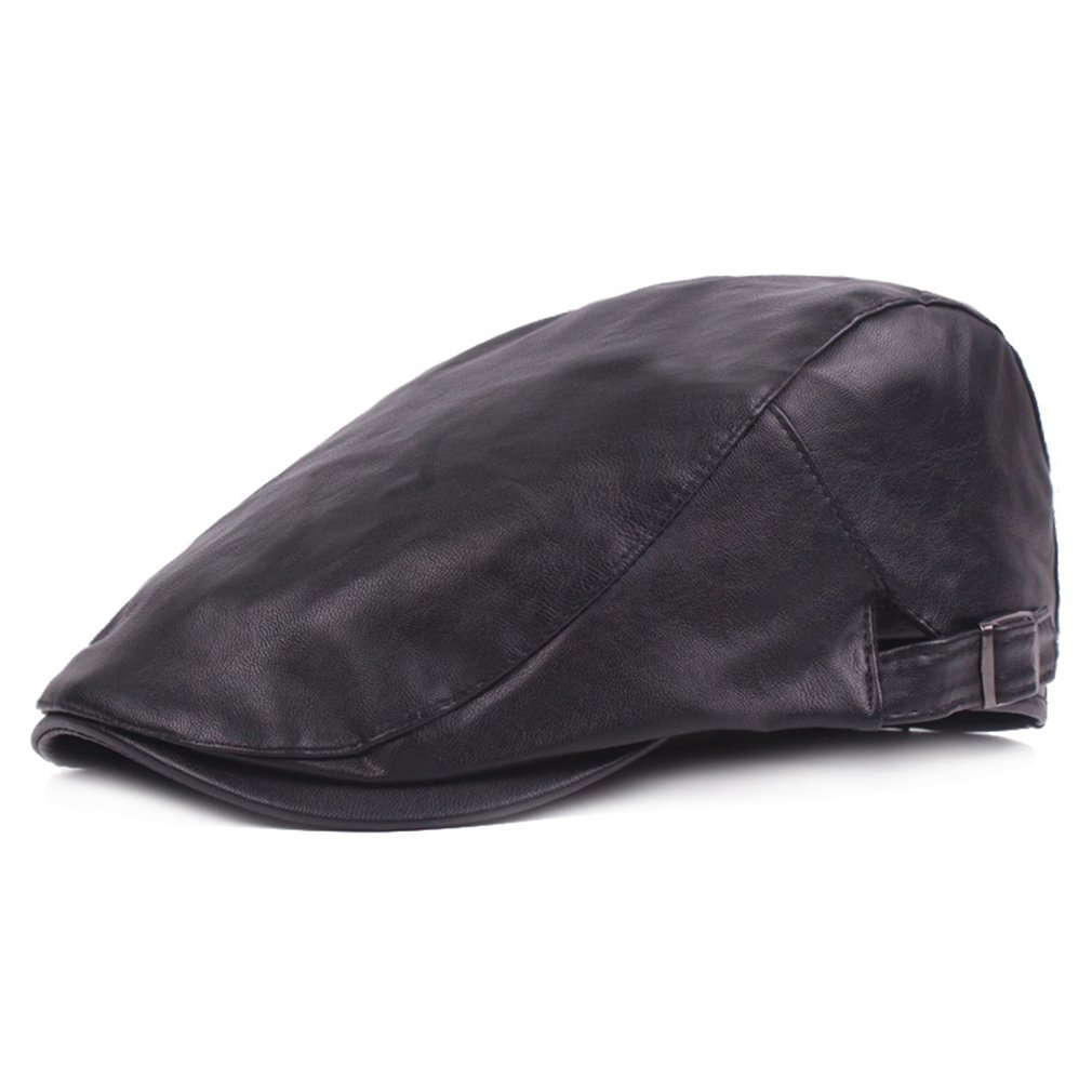 RICHTOER Men Newsboy Cap Leather Beret 