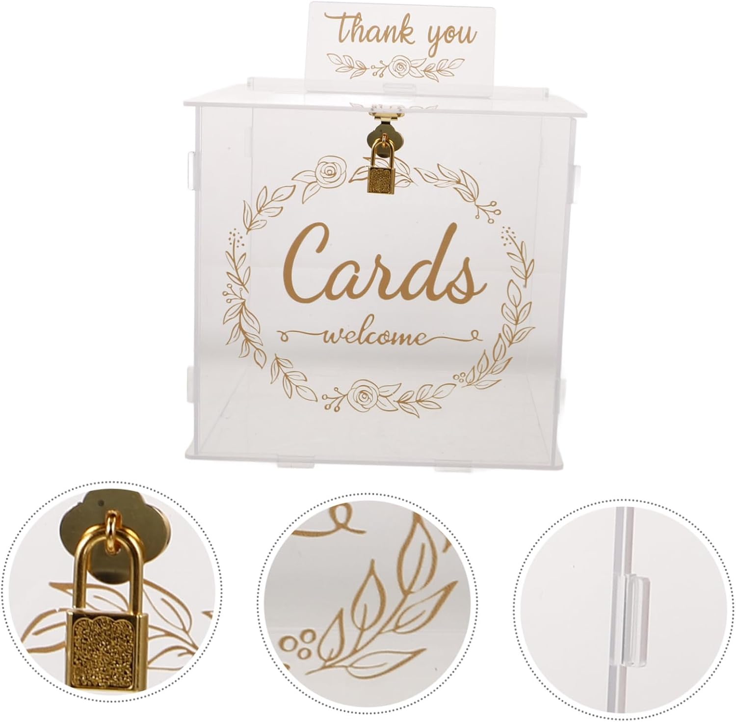 STOBAZA Crylic Card Box for Wedding Gold Card Box Lock Wedding Lock Envelope