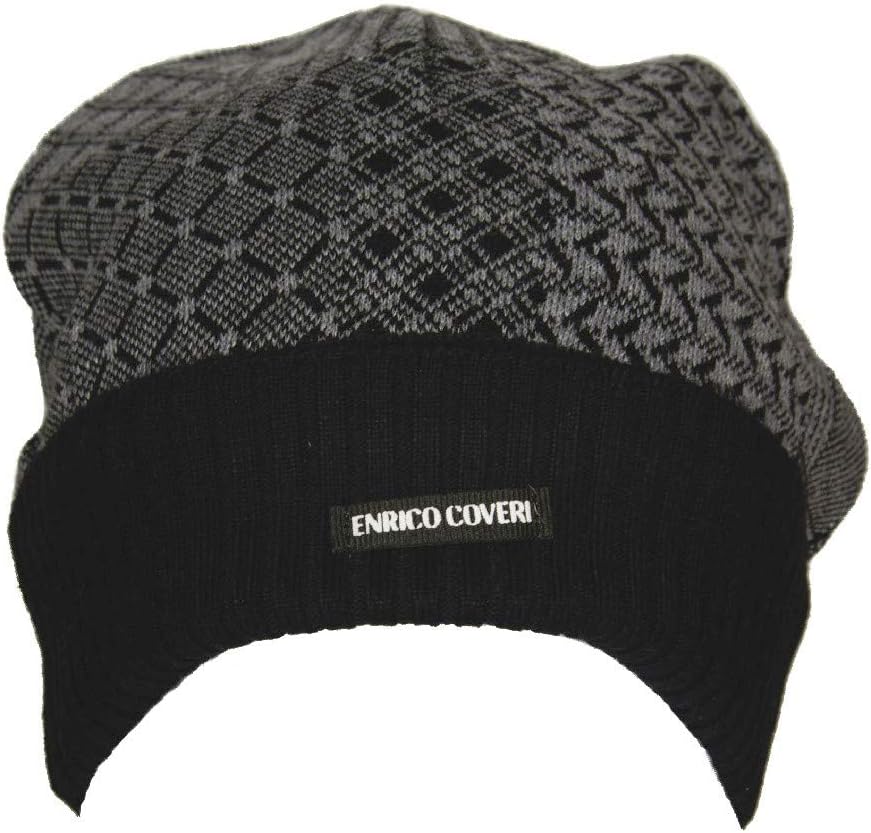 Enrico CoveriHat Cap Beret Bonnet Item CACO040 Made in Italy, Nero Fantasia, One Size