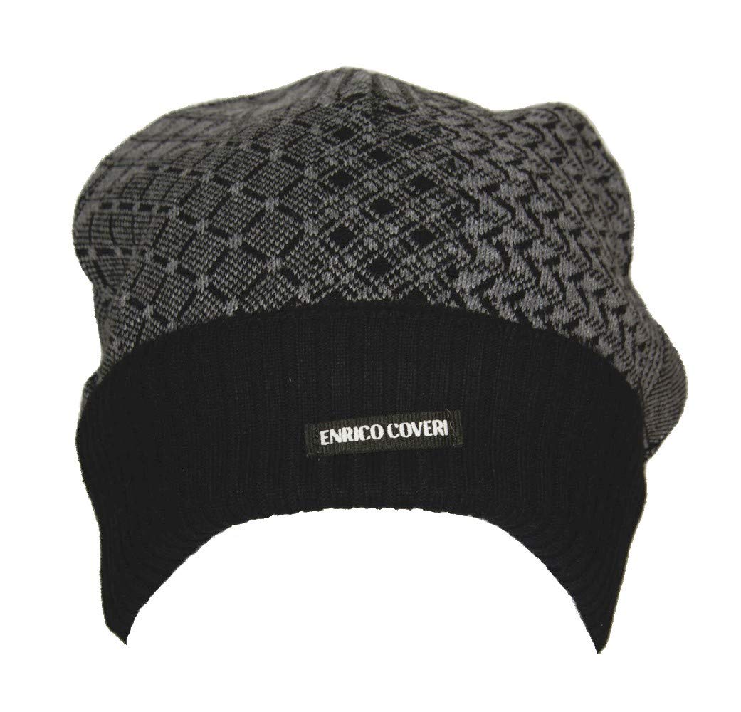 Enrico CoveriHat Cap Beret Bonnet Item CACO040 Made in Italy, Nero Fantasia, One Size
