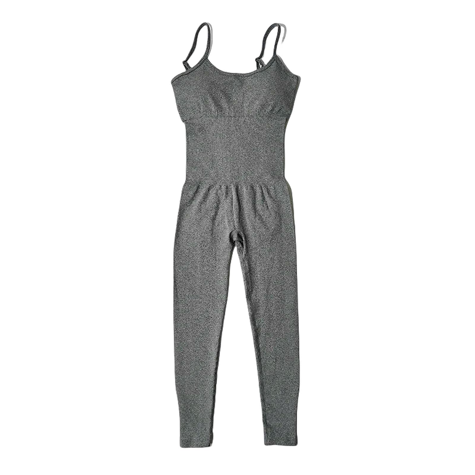 Bielizna modelująca Damski Dres Zestaw Do Jogi Bezszwowe Kombinezony Jednoczęściowe Fitness Trening Pajacyki Odzież Sportowa Siłownia Ubrania Dla Kobiet - Szary (45-55kg)