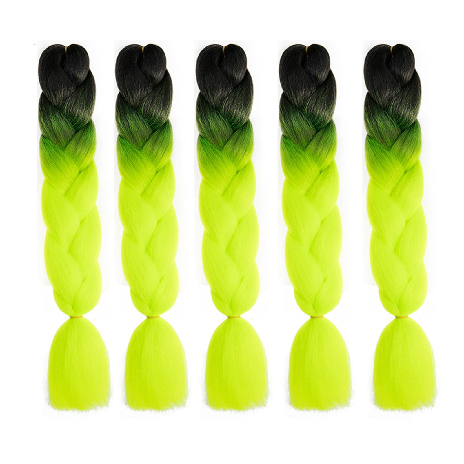 Melisay 5pcs trenzar extensiones de cabello sintético africano Twist Ombre pelo Jumbo trenzado Crochet Twist trenzas postizos 24 pulgadas - negro a amarillo verde