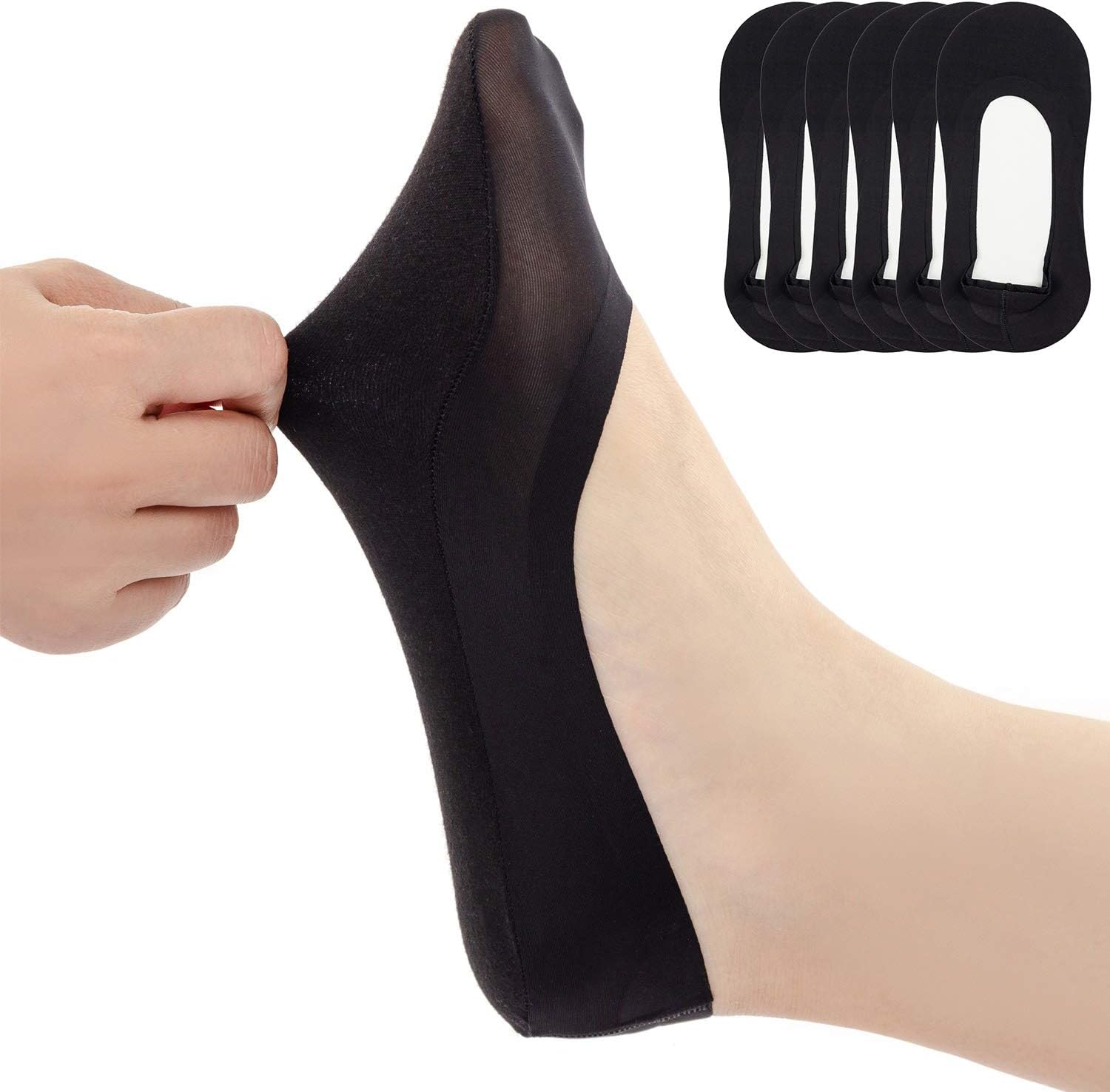 Womens No Show Thin Socks Cotton Nylon Low Cut Liner Non Slip hidden Invisible Socks for Flats Boat Sneaker 4 to 6 pack