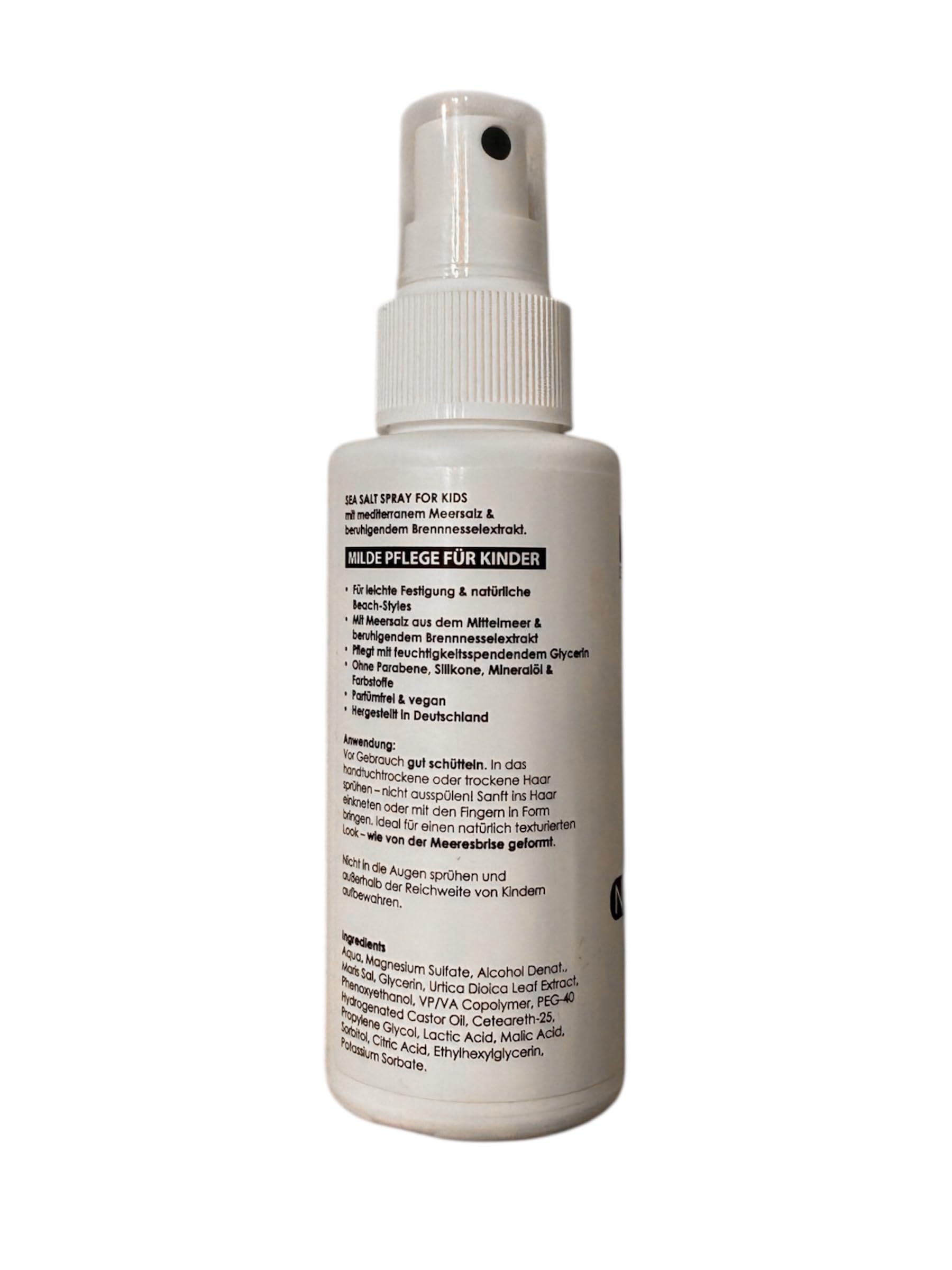 Sea Salt Spray dla dzieci – spray do stylizacji naturalnych fal plażowych – z solą morską i gliceryną – bez perfum, wegański, bez silikonów – lakier do włosów dla wrażliwych włosów dzieci – 100