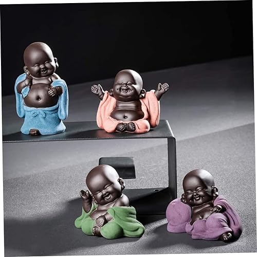 Miniatura 2 de 4 estatuas de Buda sonriente de Buda sonriente, adorable figurita 4 encantadoras figuras de Buda pequeño y lindo bebé Buda, grandes detalles para