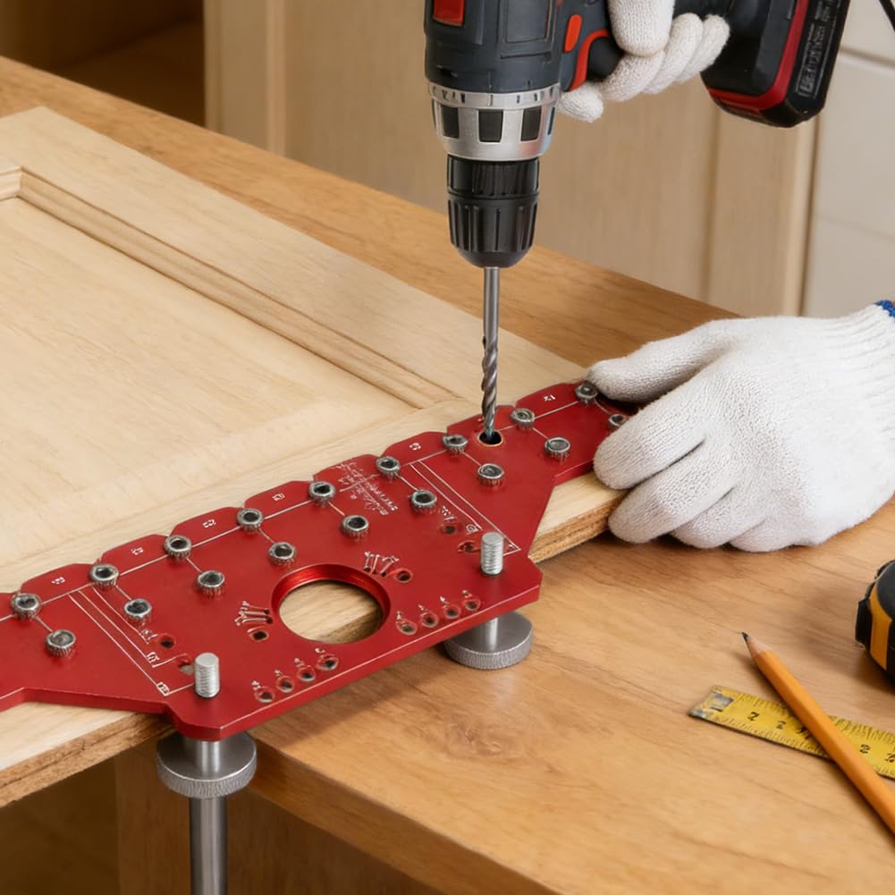 Lochreihen Bohrschablone 2 in 1 Regalstiftvorrichtung, Bohrerführungen Bohrschablone, Hardware-Bohrschablone für Heimwerker, DIY-Holzbearbeitungswerkzeug