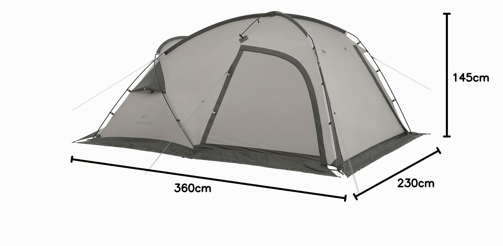 Naturehike Tenda spaziosa per 2 persone 7.5㎡ Tenda da campeggio leggera a doppio strato Tenda riscaldante Con zona giorno Con foro per stufa Verde grigio