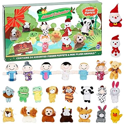 FunsLane 2022 Christmas Advent Calendar with Finger Puppets Mini Animal Plush, 24 Days Countdown Advent Calendar Plush Toys Xmas Gifts for Kids, Party Favors, Classroom Prizes Cover