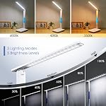 Multifunctional LED Desk Lamp with Wireless Charger,USB Charging Port,Clock,Phone Holder,Desk Lamps for Home Office,Eye-Caring Reading Lamp,Study Lamp for Boys,Girls,Teens (White-tx26)