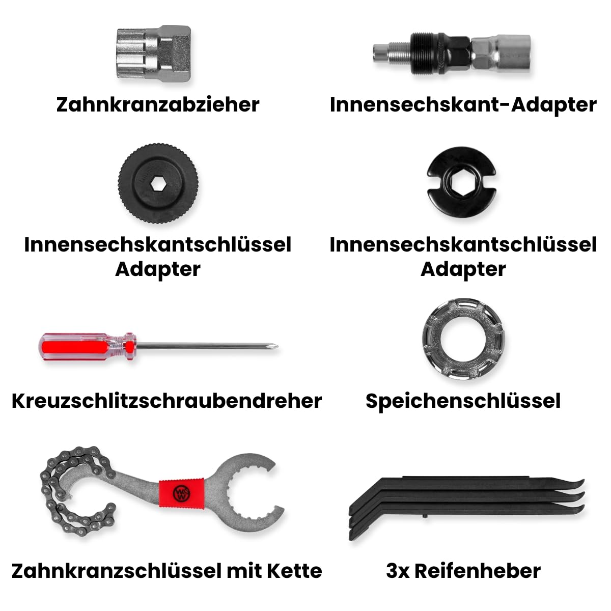WALTER Fahrrad-Werkzeugkoffer 18- tlg. Fahrrad Werkzeug-Set, hochwertiger Multifunktionskoffer, robuster Transportkoffer, auch perfekt geeignet für Hobbybiker, ausgestattet mit wichtigsten Werkzeugen