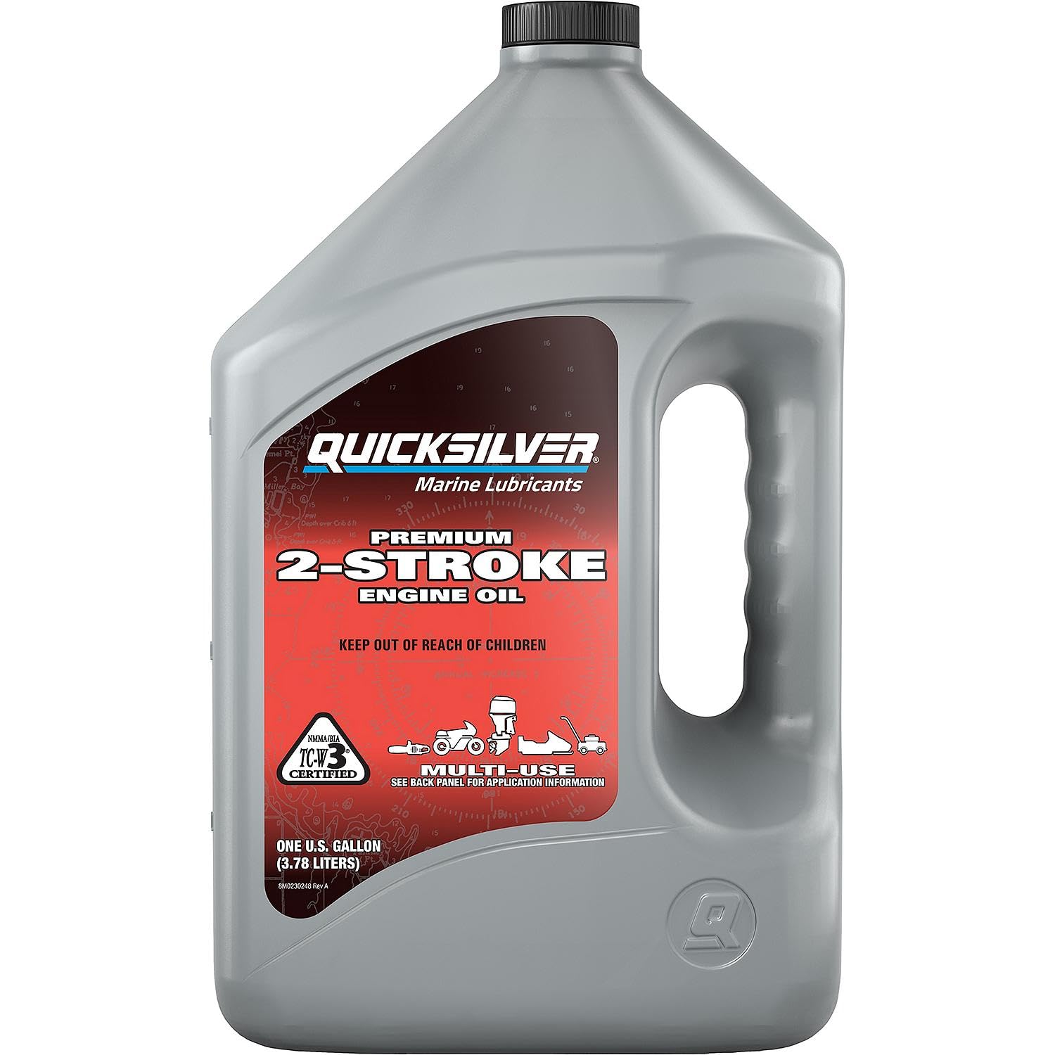 Quicksilver 858022Q01 Olio premium a due cicli TC-W3 - fuoribordo, artigianato acquatico personale (PWC), motoslitte, motociclette e motoseghe, brocca da 1 gallone