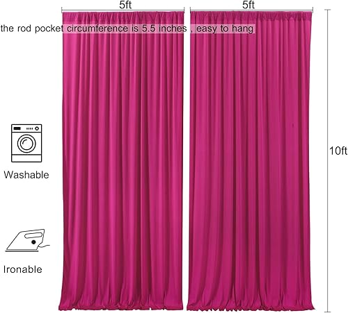 Miniatura 6 de AK TRADING CO. Cortinas para telón de fondo de poliéster de 10 x 10 pies con bolsillos para varillas - Cortinas para decoración de ventanas para