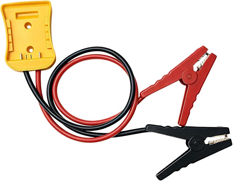 Jumper Cables for Car with Adapter, 8AWG 2FT Auto Emergency Booster Alligator Cable with Clips, Heavy Duty Jump Start Battery Booster Clamp Cables for Most Vehicles (Yellow & Red & Black)