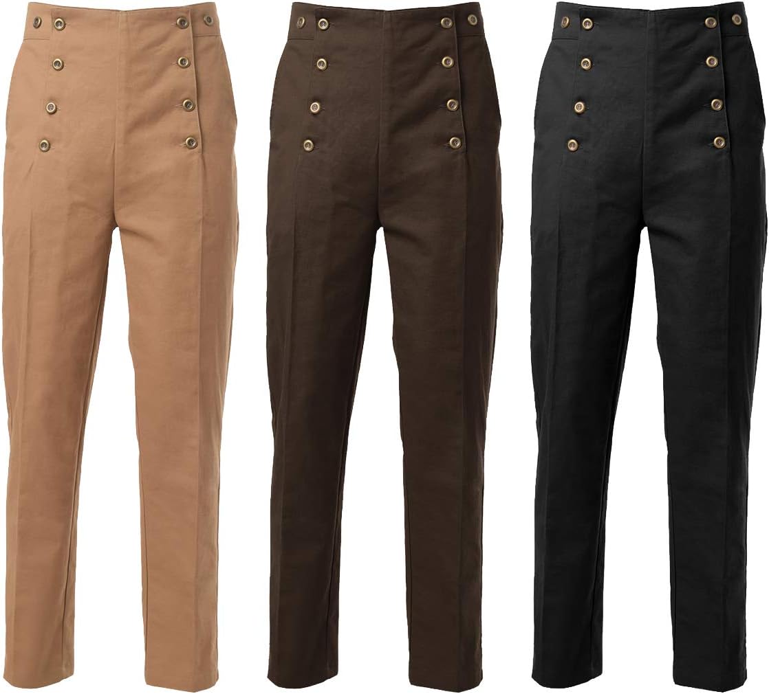 BPURBSteampunk Pants High Waist Victorian Men's Pants Trousers Cosplay Costume